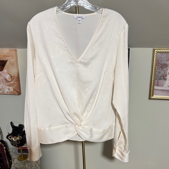 Express Tops - NWOT Express Cream Twist Front Blouse Looks and Feels like Silk
